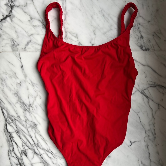 FISCH Red Ruched Strap One-Piece Swimsuit, Sz S, NEW w/ TAGS - Picture 1 of 6